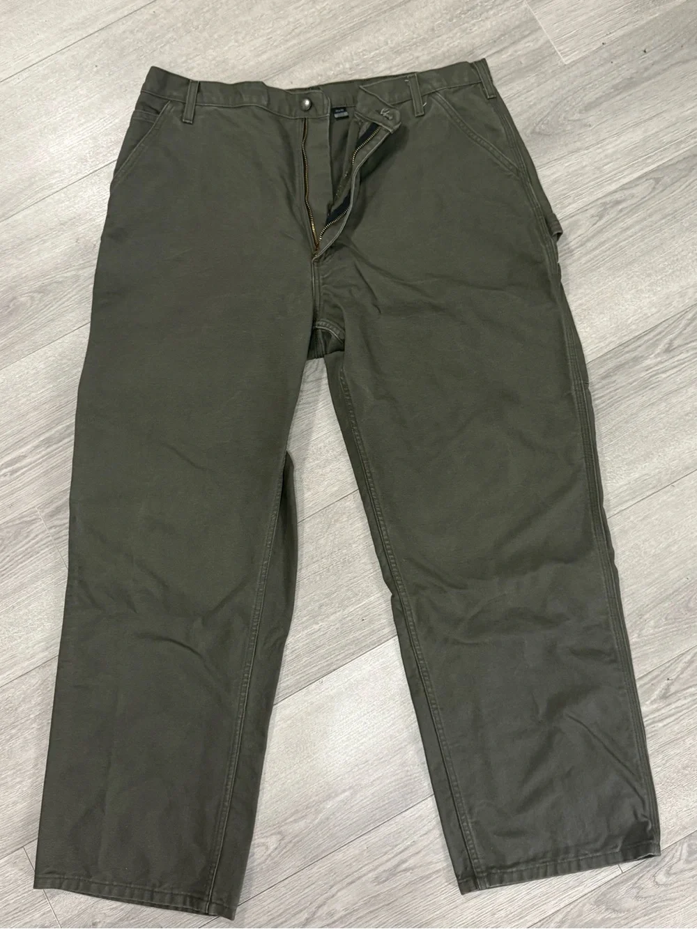 Carhartt Carpenter Khaki Green Straight-Leg Work Pants 42x32